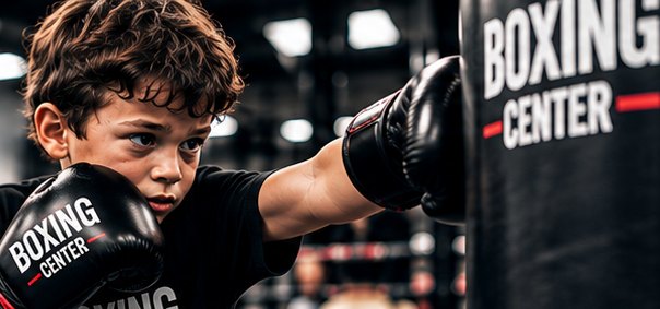 Garçon qui frappe un sac de boxe